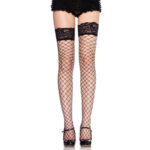 Grove fishnet kousen met lace rand LA-9037