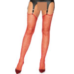 Rhinestone fishnet stockings rood voorkant LA-9124