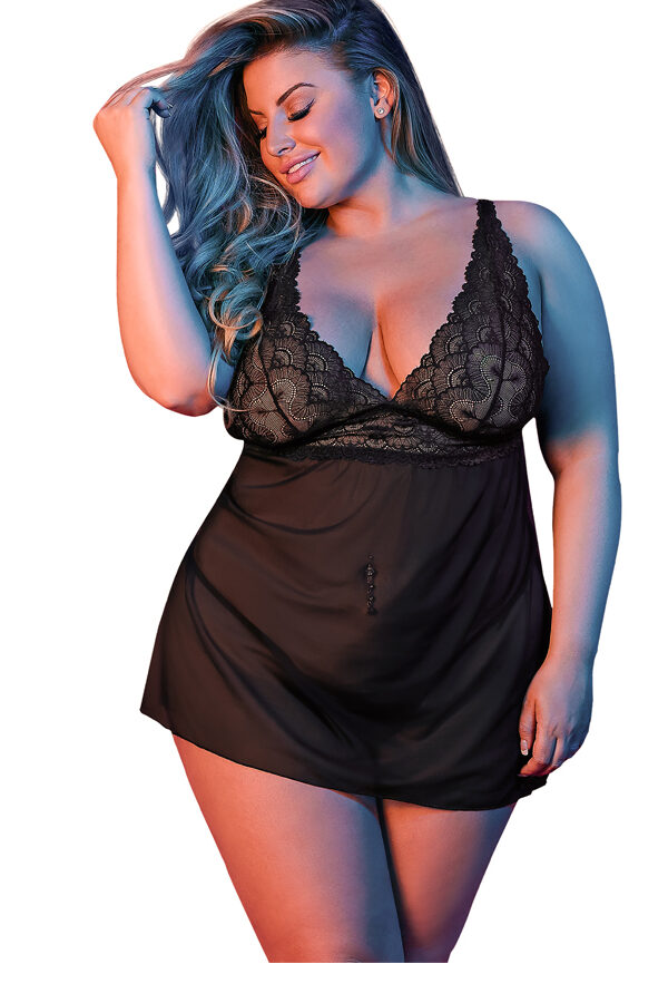 Babydoll-met-open-rug-M193BLK2XL-voorkant