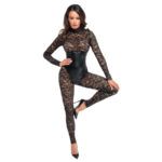 Noir Handmade Catsuit met kant F299