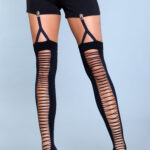 Illusion Clip Garter Thigh Highs - BLK / OS