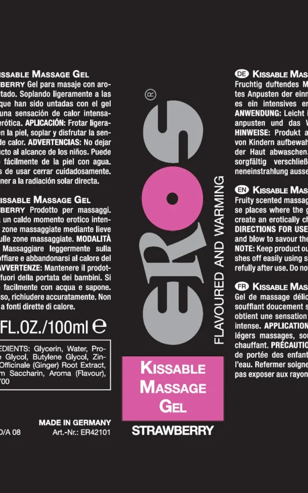 EROS Kissable Massage Gel - Strawberry 100ml koop je bij Speelgoed voor Volwassenen