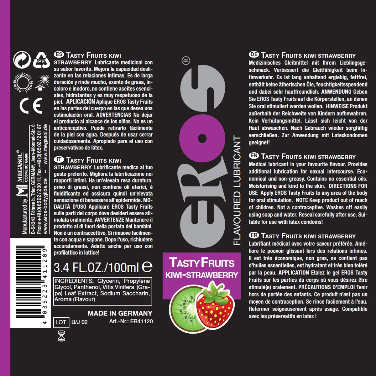 EROS Tasty Fruits - Kiwi/Strawberry 100ml koop je bij Speelgoed voor Volwassenen